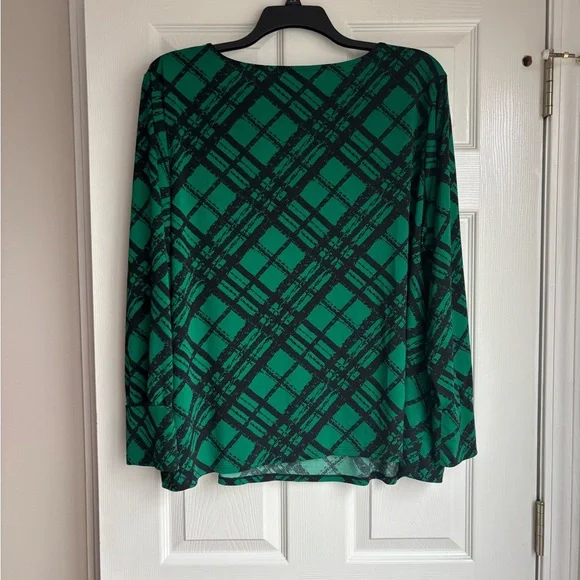 Cato Black and Green Plaid Long Sleeve Top - Picture 3 of 3